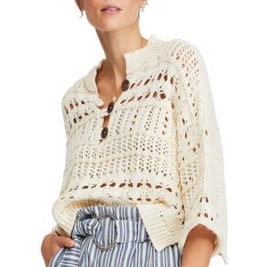Free People Dreams Tonight Cropped Sweater NWT
